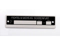 Plăcuță de identificare Goebel aluminiu 90mm x 25mm negru/argintiu pentru Hercules Prima, M1, M2, M3, M4, M5, K 50 Ultra, Supra 4 GP și alte modele