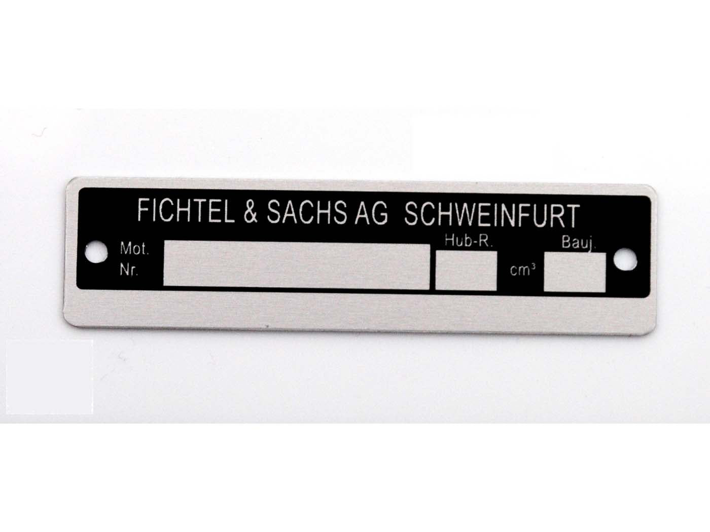 Plăcuță de identificare Goebel aluminiu 90mm x 25mm negru/argintiu pentru Hercules Prima, M1, M2, M3, M4, M5, K 50 Ultra, Supra 4 GP și alte modele