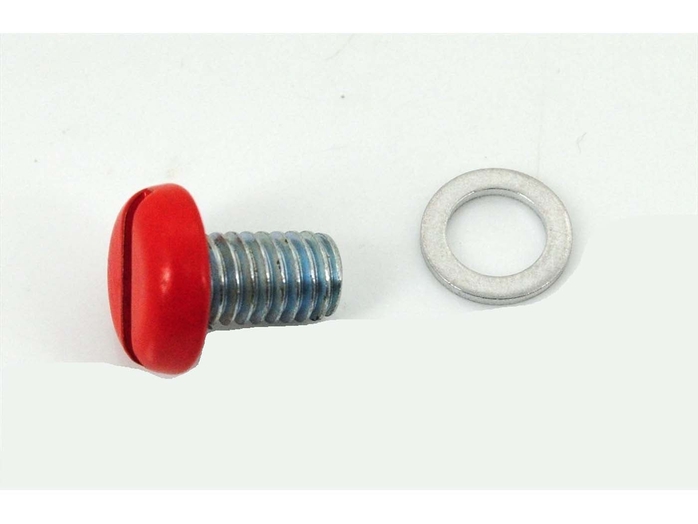 Șurub nivel ulei roșu cu garnitură aluminiu pentru Zündapp Bergsteiger, Sport Combinette, ZD 10, ZD 20, ZD 30, ZD 40 și alte modele