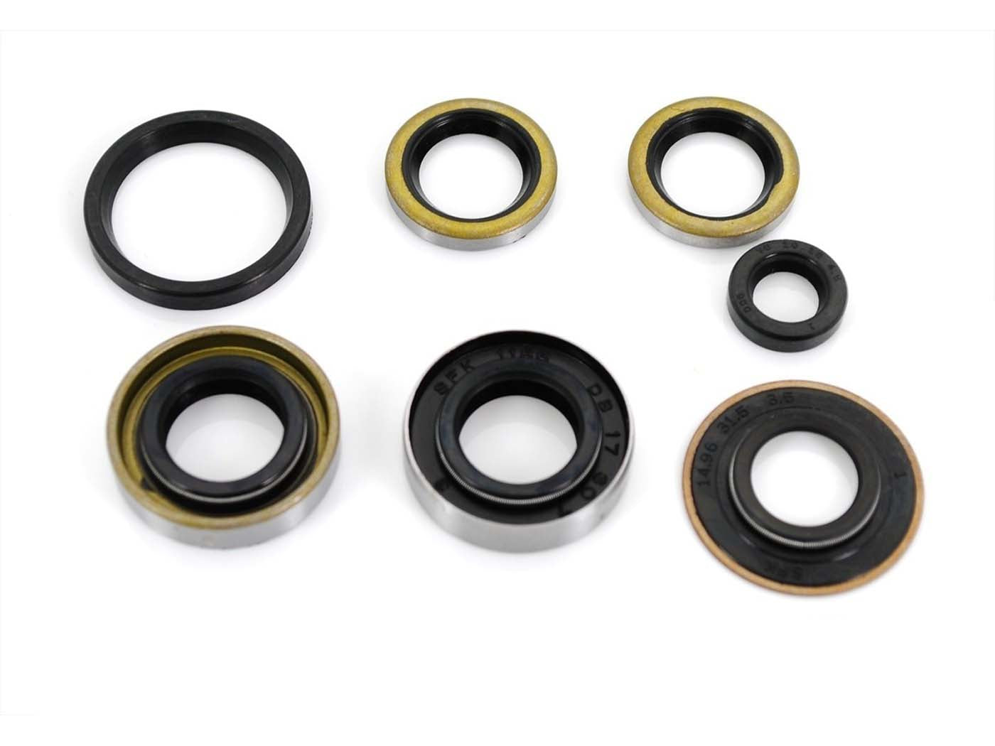 Set Simeringuri NTS Parts 7 piese cauciuc/metal negru pentru Hercules Mofa, Supra 4 GP, Ultra 50, K 50 Ultra și alte modele