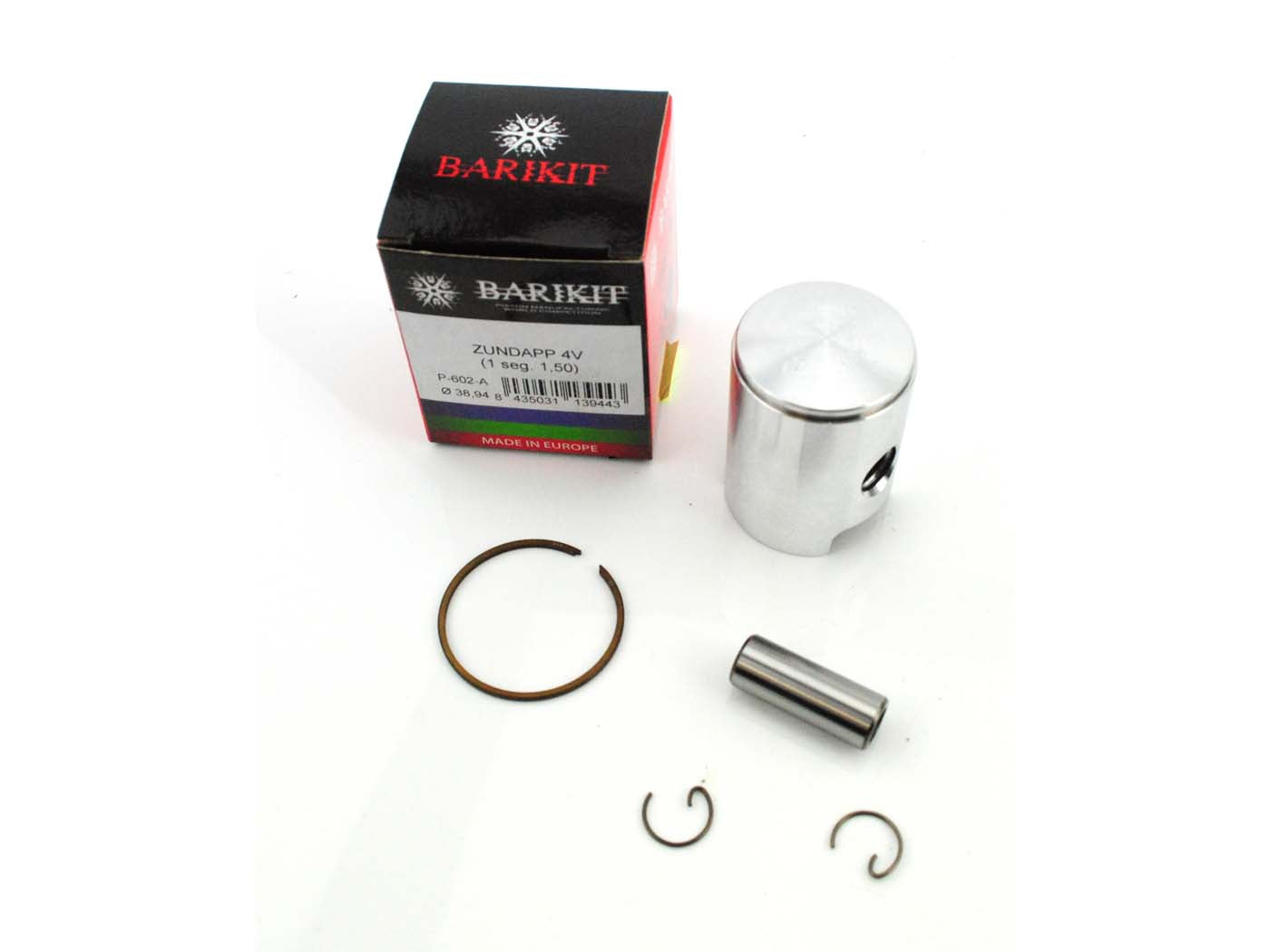 Set piston Barikit 39,00mm inel oțel 1,5mm pentru Zündapp CS, CX, Hai, GTS, C 50 Sport, ZD, ZL, ZS