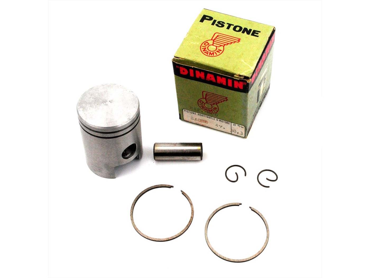 Set piston Dinamin Italy 50cc 38,30mm cu ax piston 12mm și segmenți pentru Hercules Mofa / Kleinkrafträder