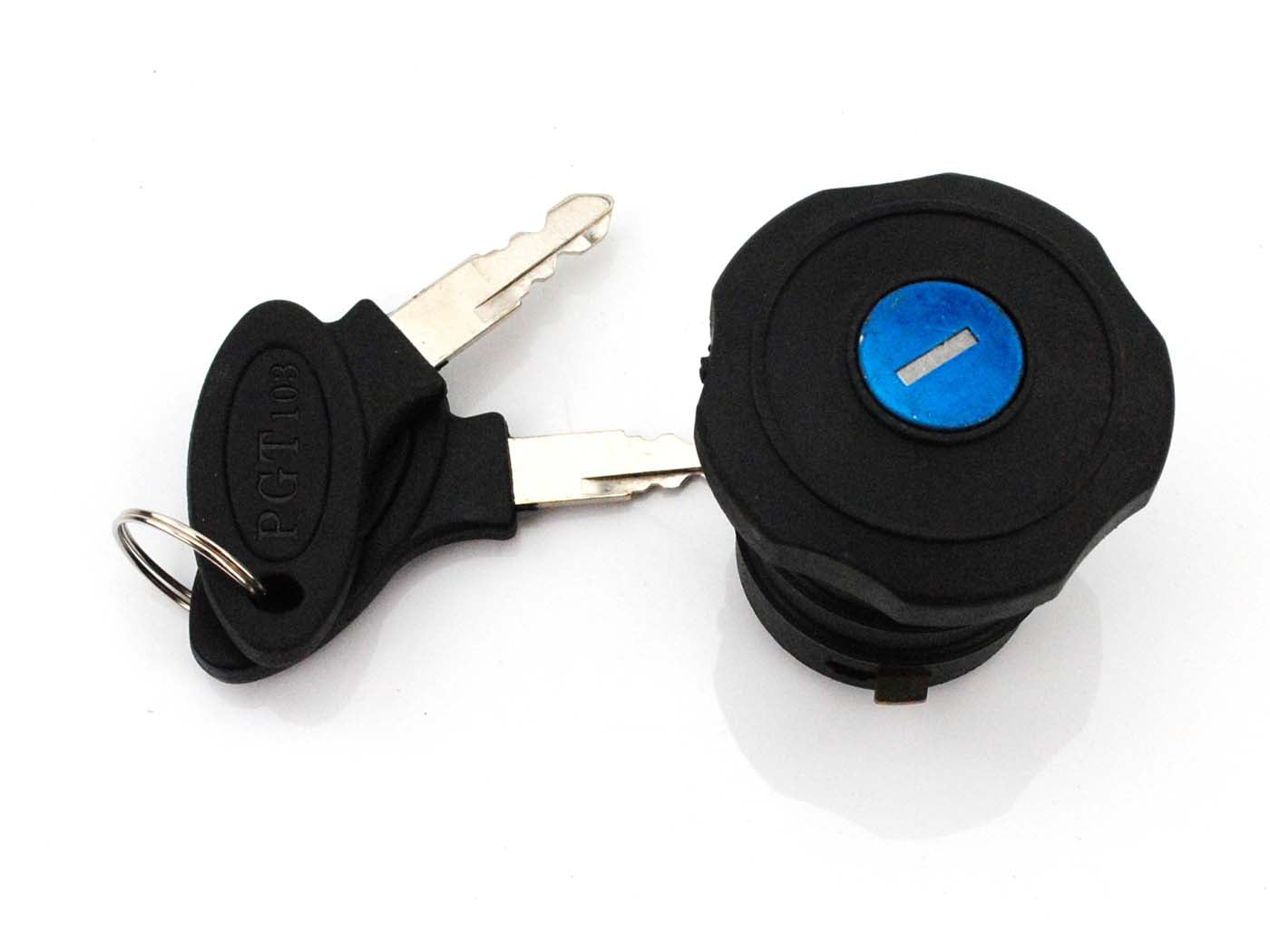 Capac rezervor cu blocare negru 37mm cu 2 chei pentru Peugeot 101, 103 AC 50 2T, Mobylette GAC Motobecane Mobylette