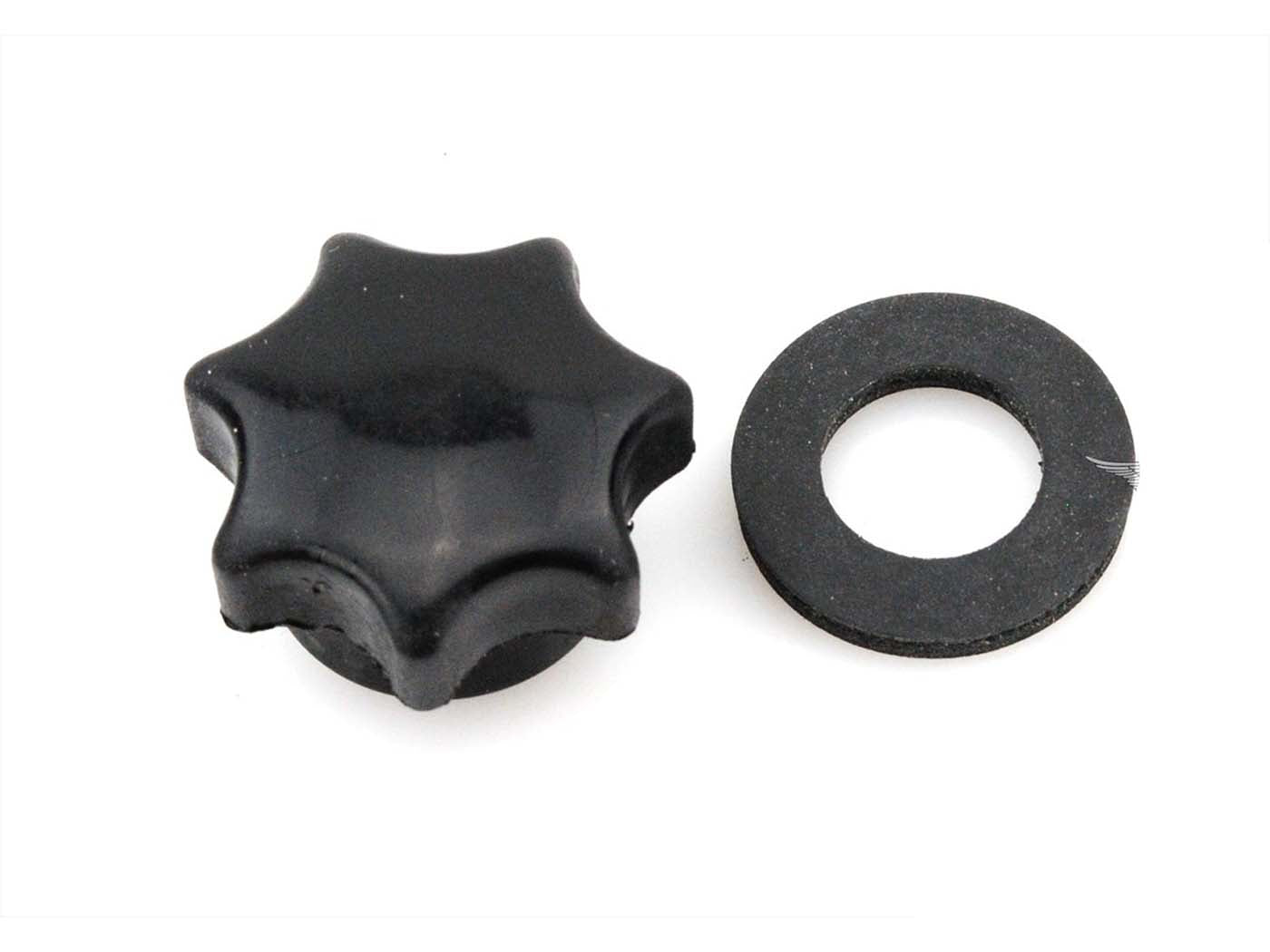 Piuliță stea neagră cu șaibă de cauciuc pentru Simson KR51/1, KR51/2, SR4-2, SR4-3, SR4-4, SR50, SR80 și alte modele