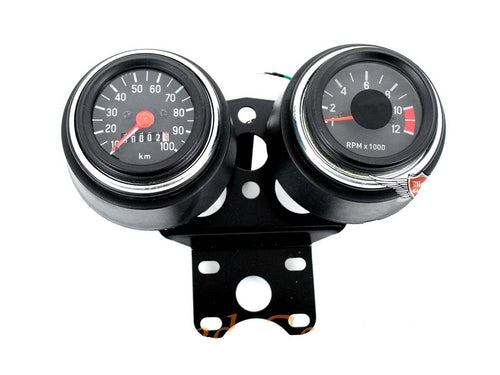 Bord NTS Parts cu vitezometru și turometru 60mm pentru Zündapp KS 50, C 50 Sport, GTS, Puch M50 și alte modele