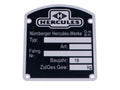 Plăcuță tip cadru MOGA aluminiu 46x57mm pentru Hercules K 50, M1, M2, M3, M4 și alte modele