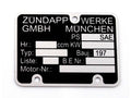 Plăcuță de tip MOGA aluminiu necompletată pentru Zündapp C, CS, CX, Hai, KS, GTS, M, ZD și alte modele