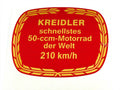 Autocolant culori dimensiuni aprox. 80mm lățime 65mm înălțime roșu galben-auriu pentru Kreidler Florett, Flory, MF, MP, Moped, Mokick și alte modele