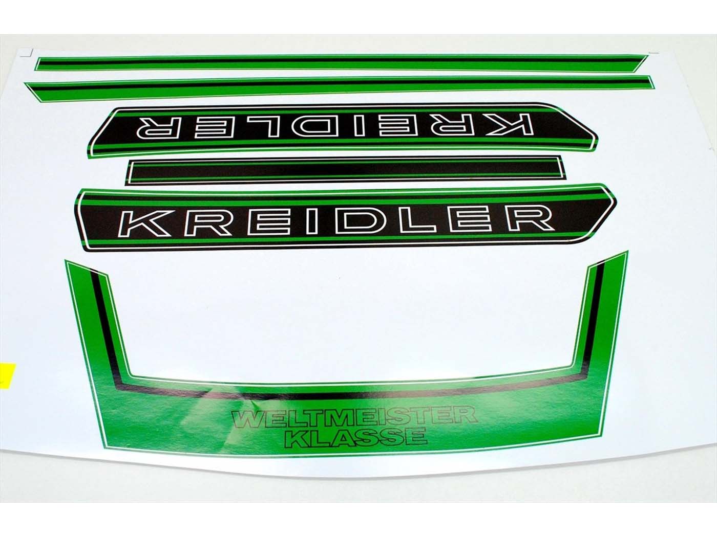 Set autocolante spate, rezervor și șa campion mondial verde pentru Zündapp KS 80, KS 80 Touring, KS 80 Super, KS 80 Sport și alte modele