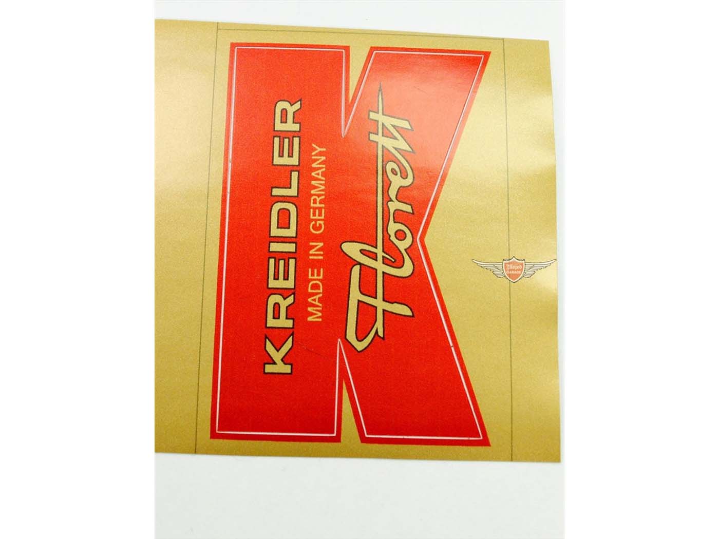 Autocolant Apărătoare de Noroi Roșu-Auriu 70mm x 45mm pentru Kreidler Florett Mustang/Cross 50, Florett RS-GS, Florett 3 Viteze