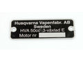 Plăcuță de identificare aluminiu 50mm x 18mm negru pentru Husqvarna