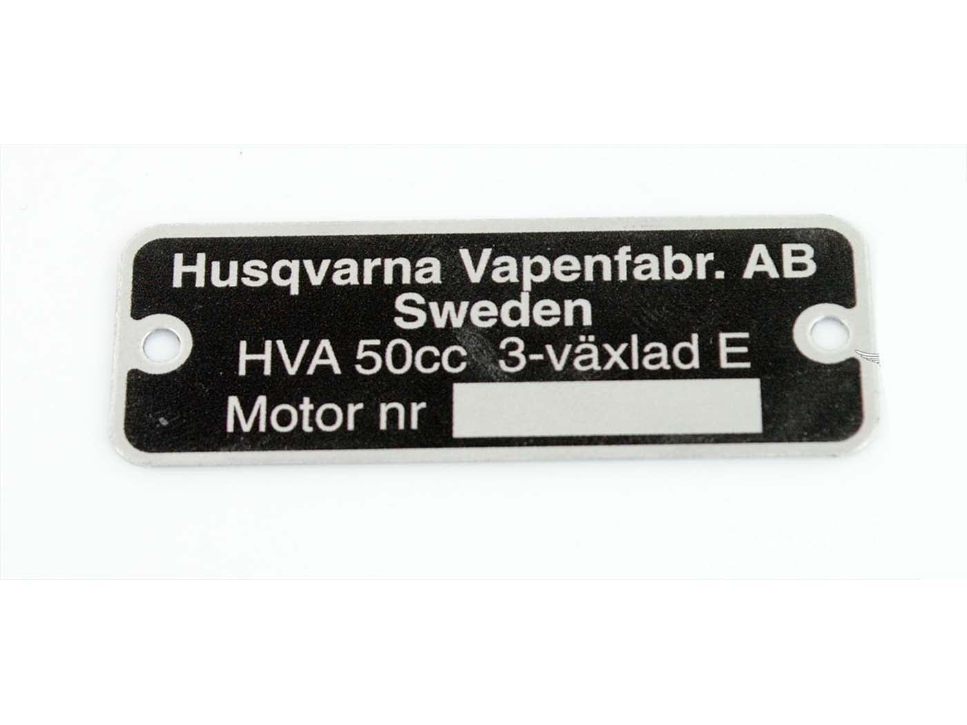Plăcuță de identificare aluminiu 50mm x 18mm negru pentru Husqvarna