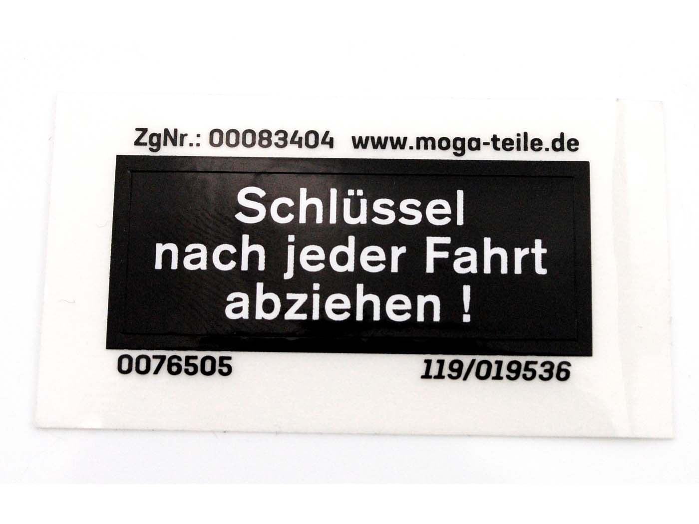 Autocolant bord MOGA 40/15mm negru/alb pentru Hercules, Kreidler, Sachs și alte modele