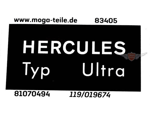 Autocolant cadru MOGA lat 40mm înalt 19mm pentru Hercules K 50 Ultra, K 50 Ultra I LC, K 50 Ultra II, K 50 Ultra II LC, K 50 Ultra III LC