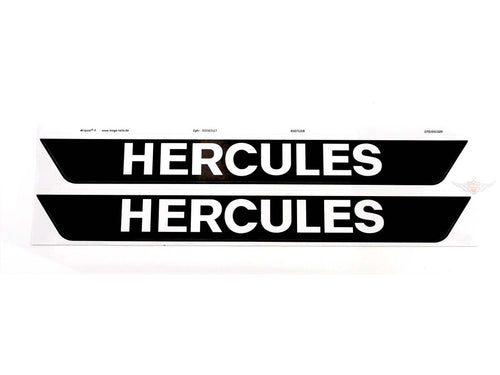 Autocolant rezervor MOGA 2 bucăți lat 327mm înalt 38mm negru lucios cu inscripție albă pentru Hercules M3, M4, M5, Prima, Sachs Optima și alte modele