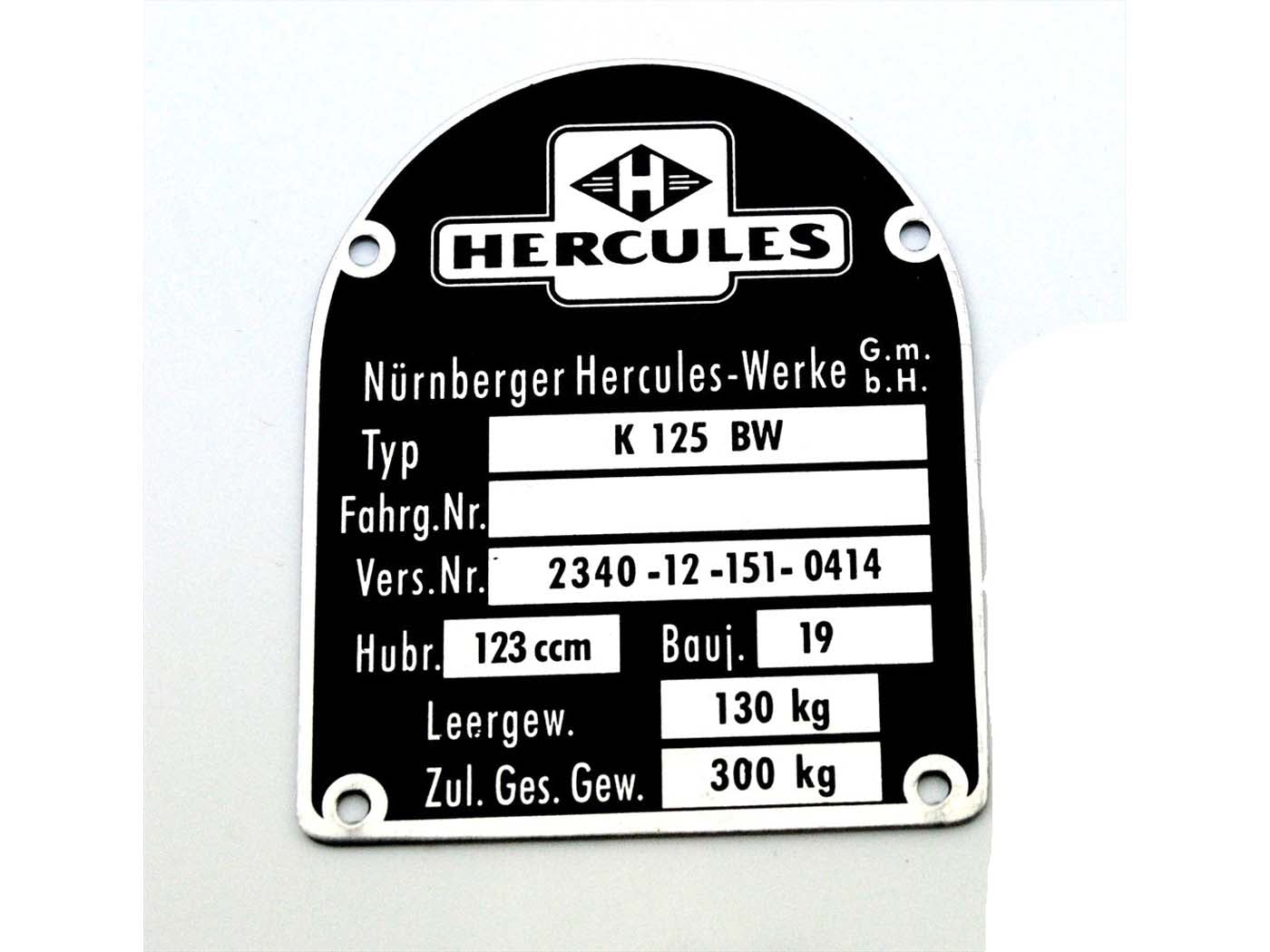 Plăcuță tip aluminiu negru 123 ccm pentru Hercules K 125