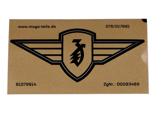 Autocolant MOGA Logo Aripă Apărătoare de Noroi pentru Zündapp KS 50, KS 80, R 50, Automatik, Hai 80 și alte modele