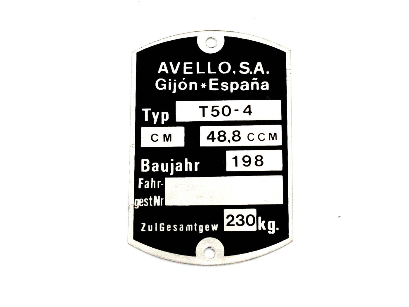 Plăcuță de identificare blank 59x40mm pentru Zündapp Mofa, Puch Maxi K2
