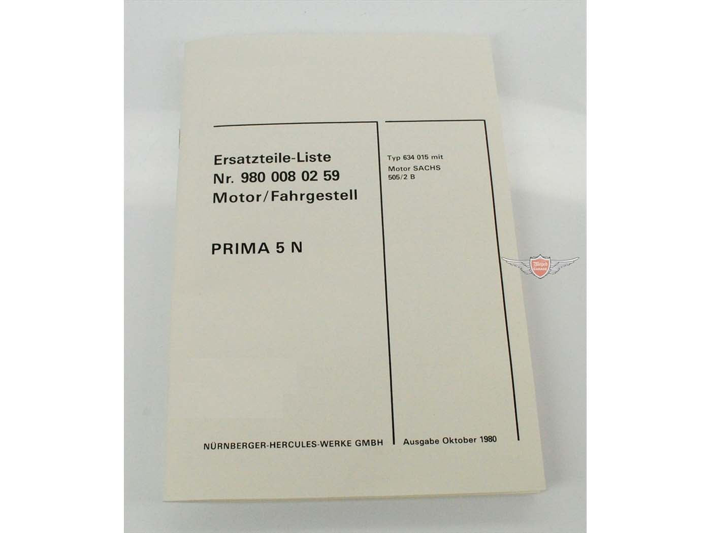 Catalog piese de schimb motor și șasiu pentru Hercules Prima 5 / 5N / 5S / 5SL Sachs 505 49cc 2T