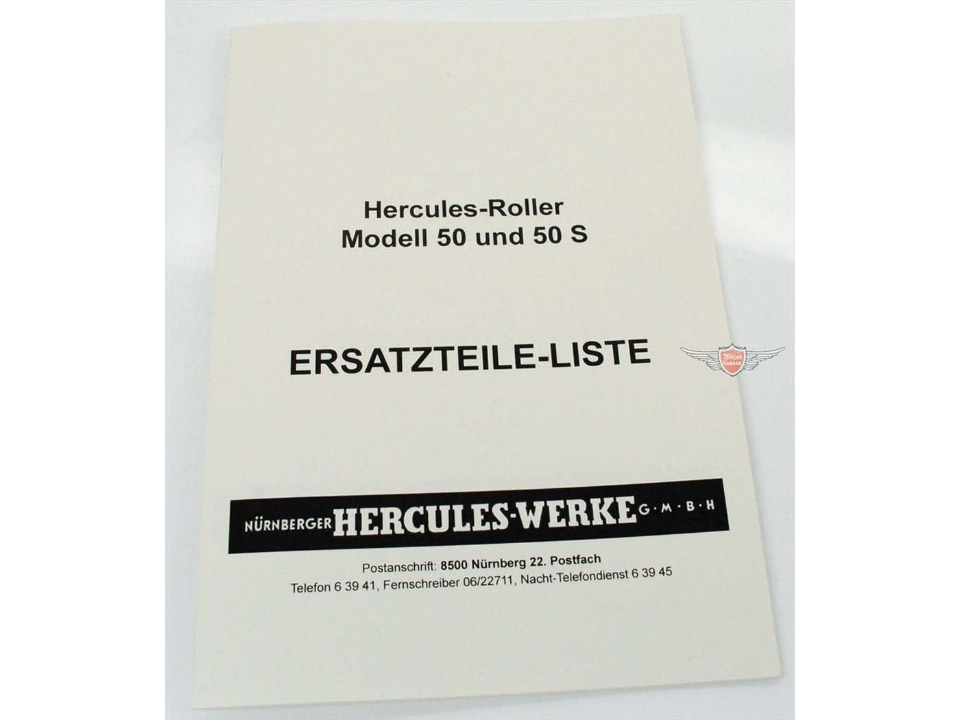 Catalog piese de schimb ediția 1963 pentru Hercules Roller R 50 RS S
