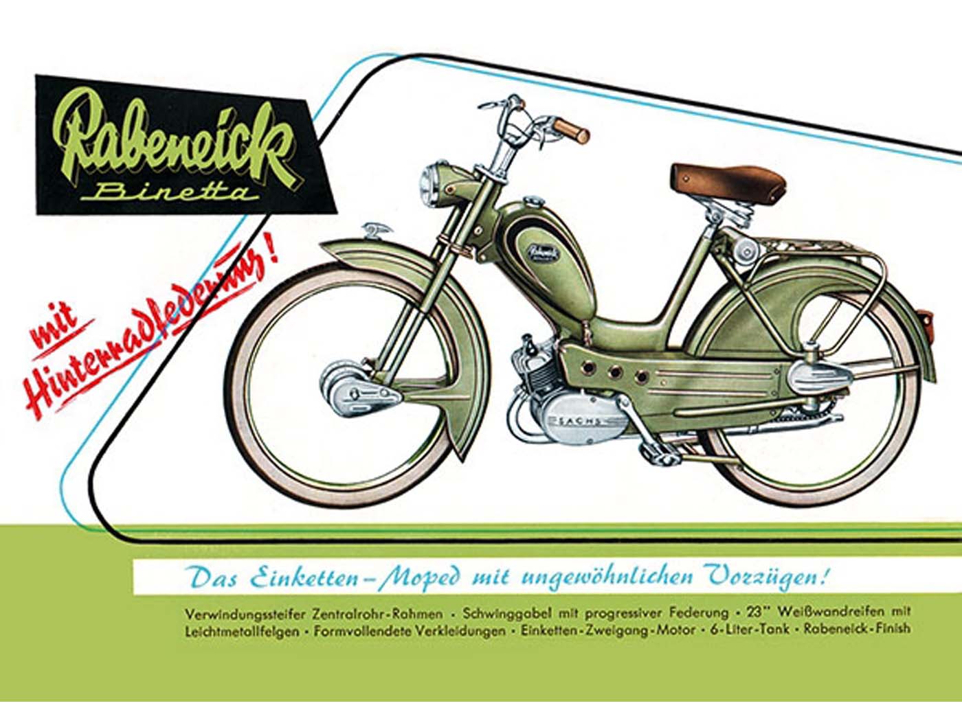 Afiș publicitar moped 29cm x 42cm pentru Rabeneick Binetta