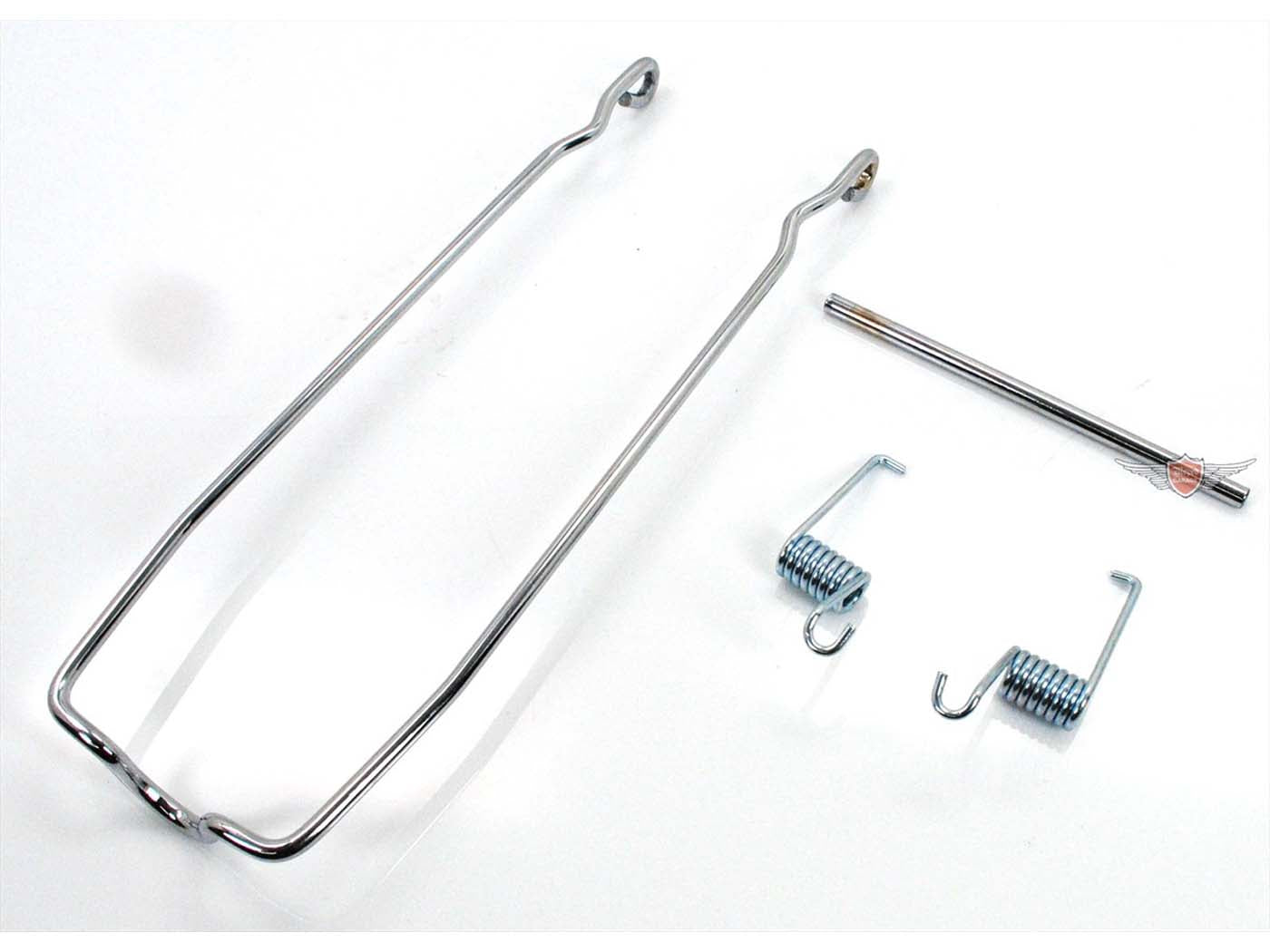 Set bridă portbagaj cromat cu bolț de reținere și arcuri pentru Hercules Prima 2, Prima 3, Prima 4, Prima 5, Prima GT și alte modele