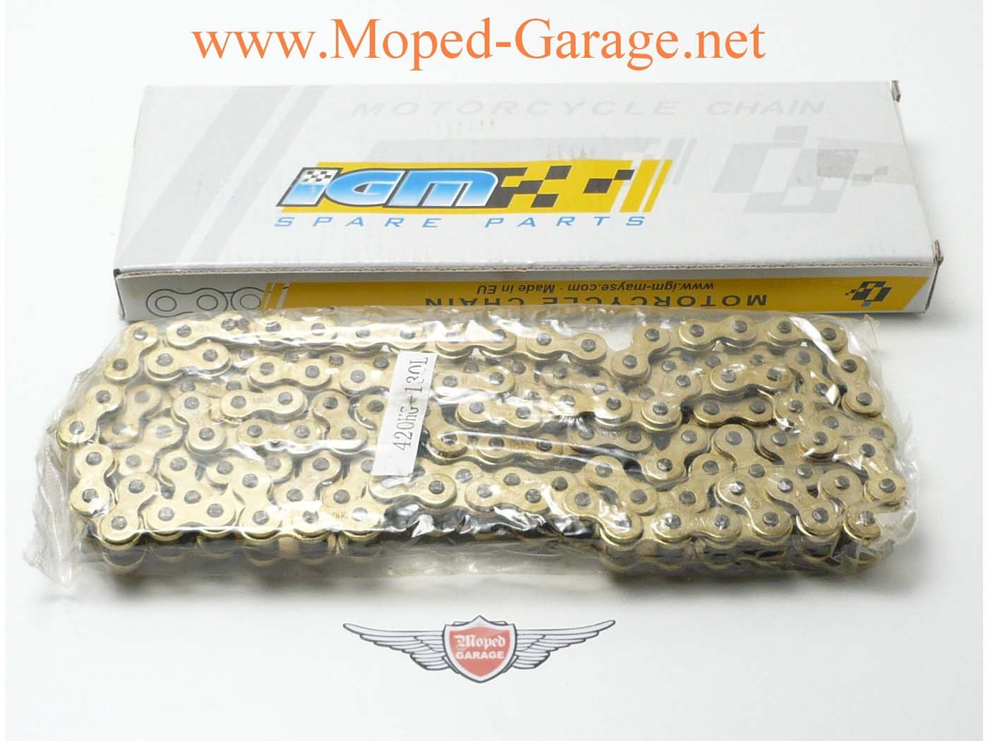 Lanț Mokick 130 zale auriu 1/2 x 3/16 7,75 pentru Zündapp, Hercules, Kreidler