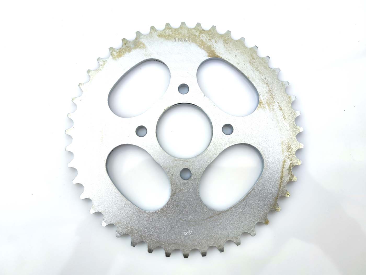 Coroană spate Presto întărită 44 dinți 66mm cerc găuri 42,50mm alezaj central 4 găuri pentru Hercules Prima, Kreidler Flory și alte modele