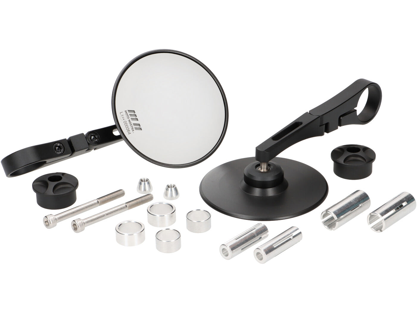 Set Oglinzi Moto Nostra 1409 Aluminiu CNC 95mm Rotunde Capete Ghidon Negru Mat universal