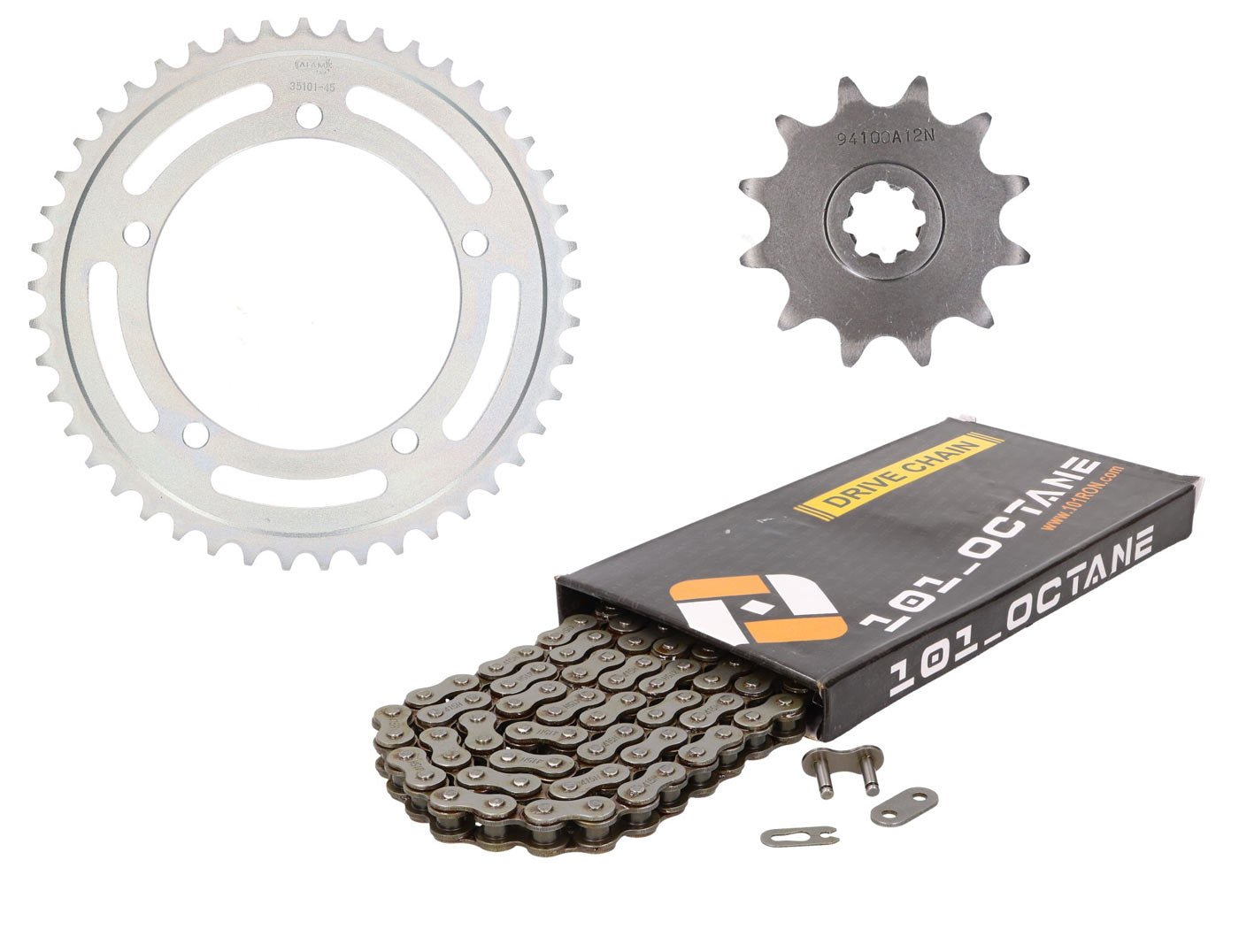 Set de lanț 101 Octane 12/45 dinți pentru Aprilia Pegaso 50, RX3 50