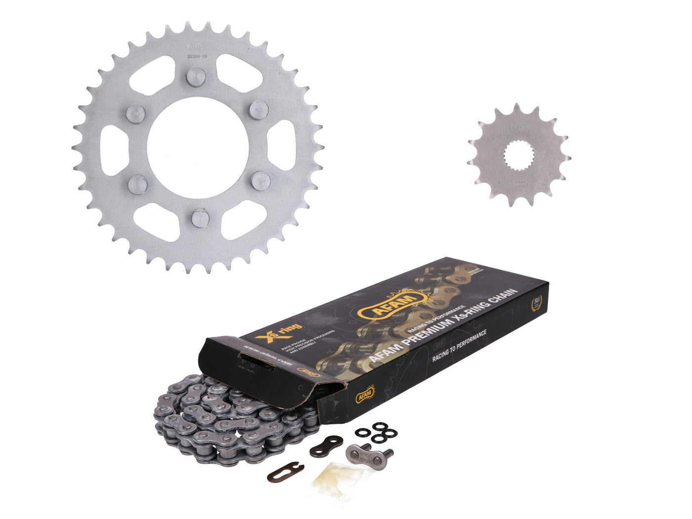 Set de lanț AFAM 15/38 dinți pentru Aprilia AF1 Futura 125 2T