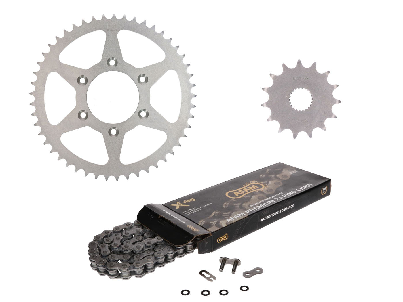 Set de lanț AFAM XS-Ring 15/45 dinți pentru Aprilia SX 125 2T 08-10