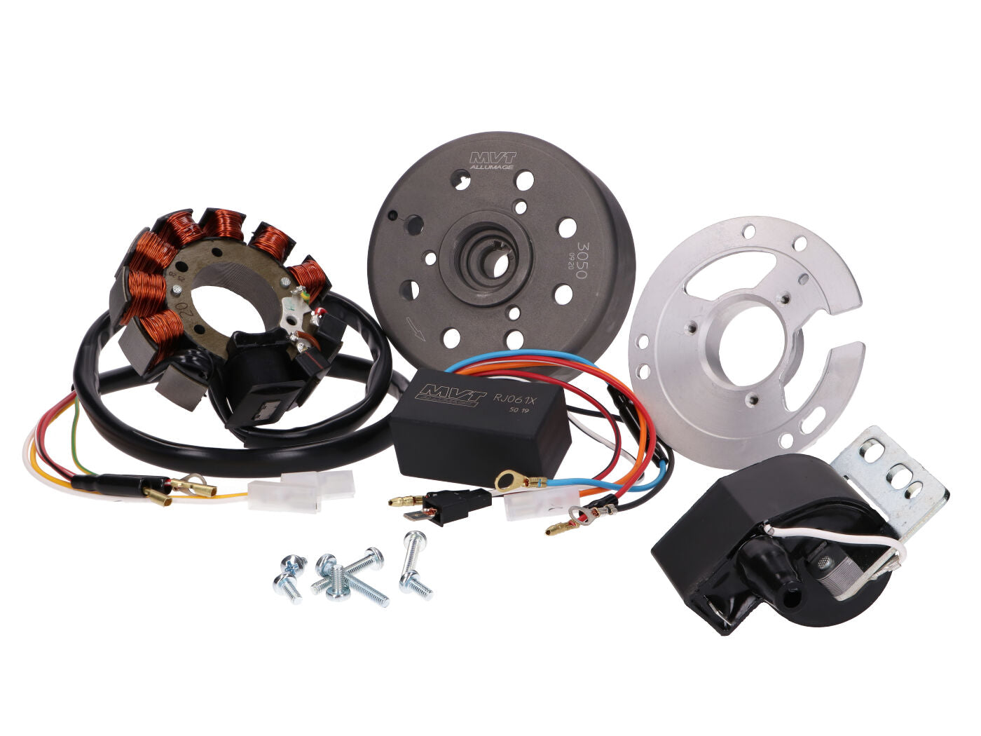 Sistem de aprindere MVT Allumage Millenium pentru Minarelli AM cu pedală de pornire (stator 5 pini) - Rieju, Beta, Motorhispania și alte mărci