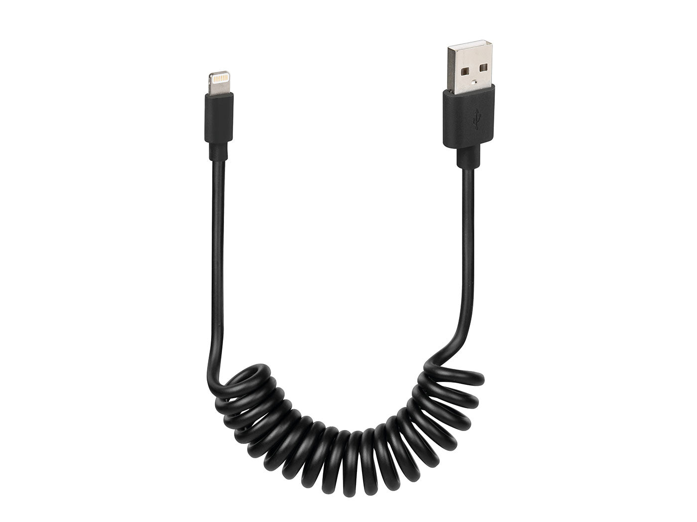 Cablu USB spiralat Lampa tip USB-A la Lightning 100cm negru universal
