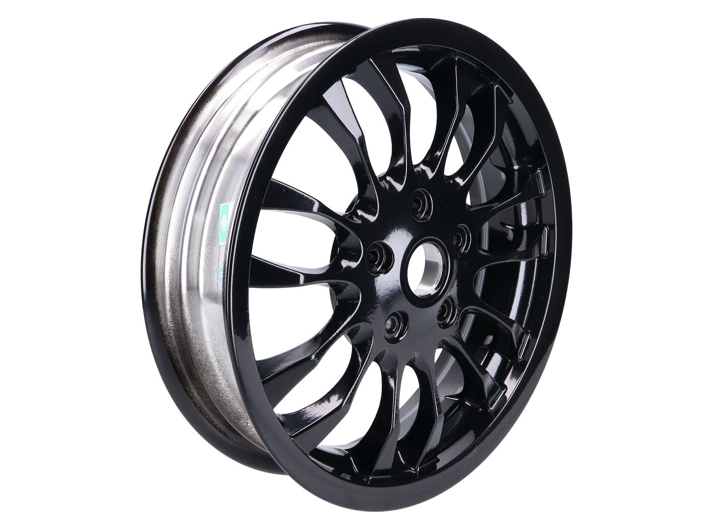 Jantă față Piaggio 12 inch 3.00x12 neagră pentru Vespa Sprint, GTS, GTV, GT 50-150cc și alte modele