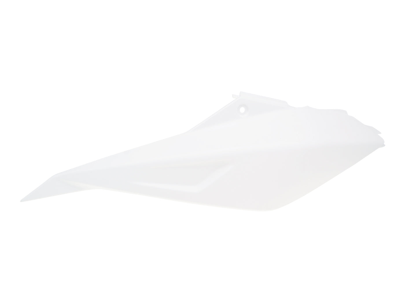 Capac lateral stânga Piaggio OEM alb pentru Derbi Senda 50 R DRD Pro, Senda 50 SM DRD Pro