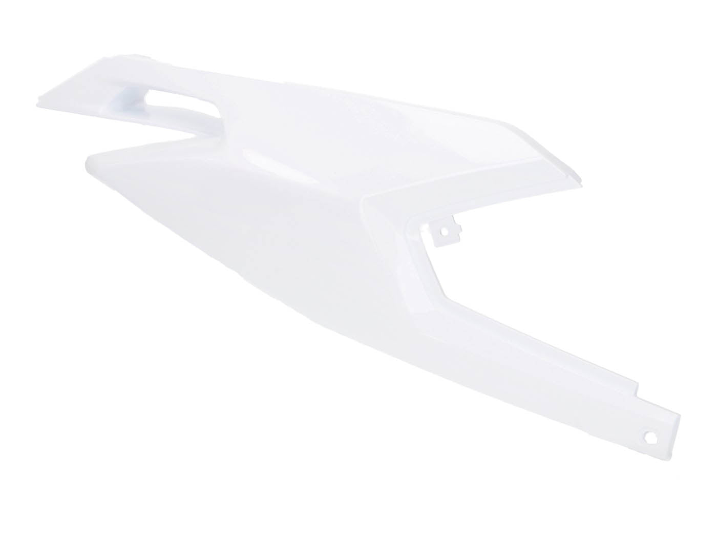 Panou lateral dreapta spate Piaggio OEM alb pentru Derbi Senda, Aprilia SX, RX, Gilera RCR, SMT 50 Euro4 2018- și alte modele