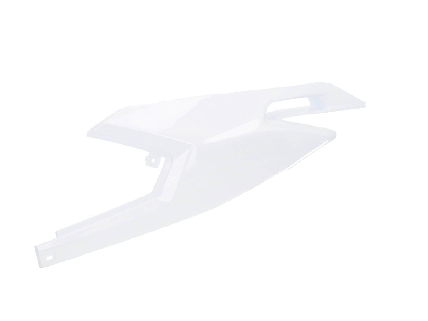 Capac lateral stânga spate Piaggio OEM alb pentru Derbi Senda, Aprilia RX, SX, Gilera RCR, SMT 50 Euro4 2018- și alte modele