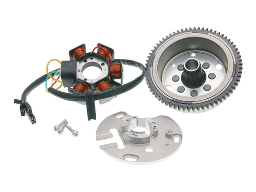 Alternator / Stator și Rotor Piaggio OEM pentru motor D50B0 pornire electrică Derbi, Aprilia și alte modele