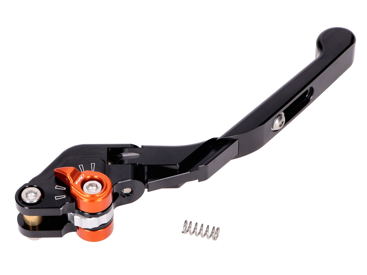 Manetă de frână față Puig 3.0 reglabilă, pliabilă, lungime reglabilă, negru-portocaliu pentru Kymco, KTM, Yamaha și alte modele