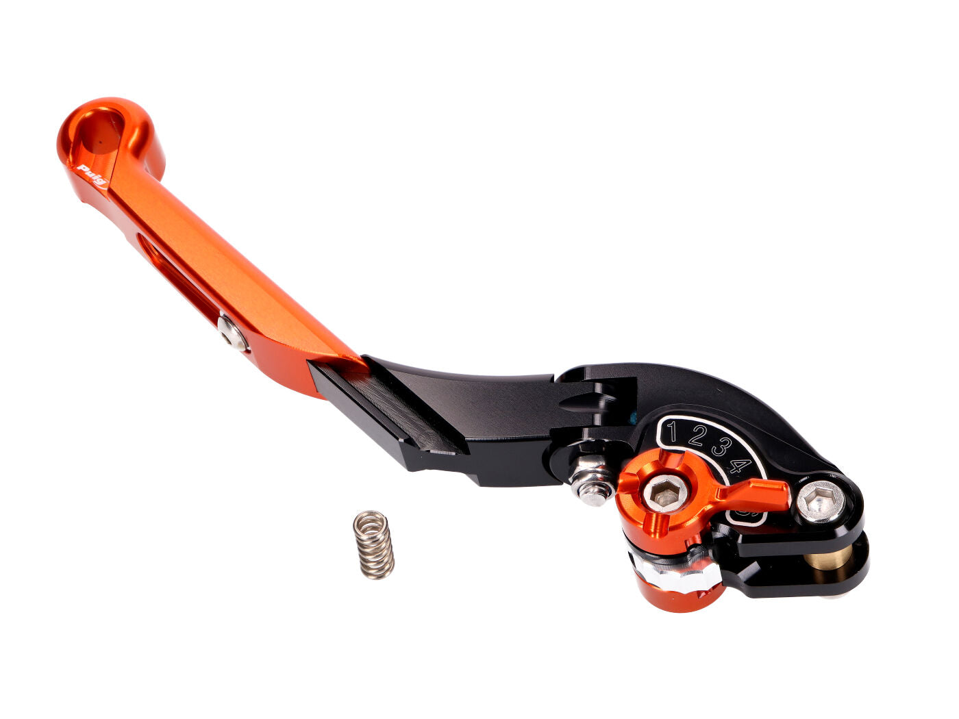 Manetă ambreiaj / frână spate Puig 2.0 reglabilă, pliabilă, extensibilă - portocaliu negru pentru KTM, Kymco, Yamaha și alte modele