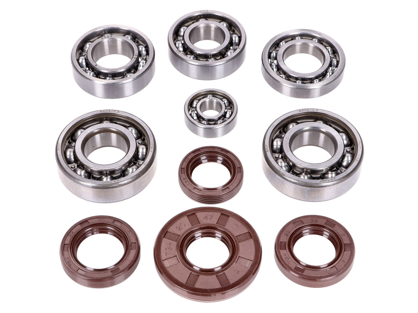 Set rulmenți arbore cotit Schmitt colivie metalică C3 pentru Simson SD50, KR51/2, S51, S53, SR50 și alte modele