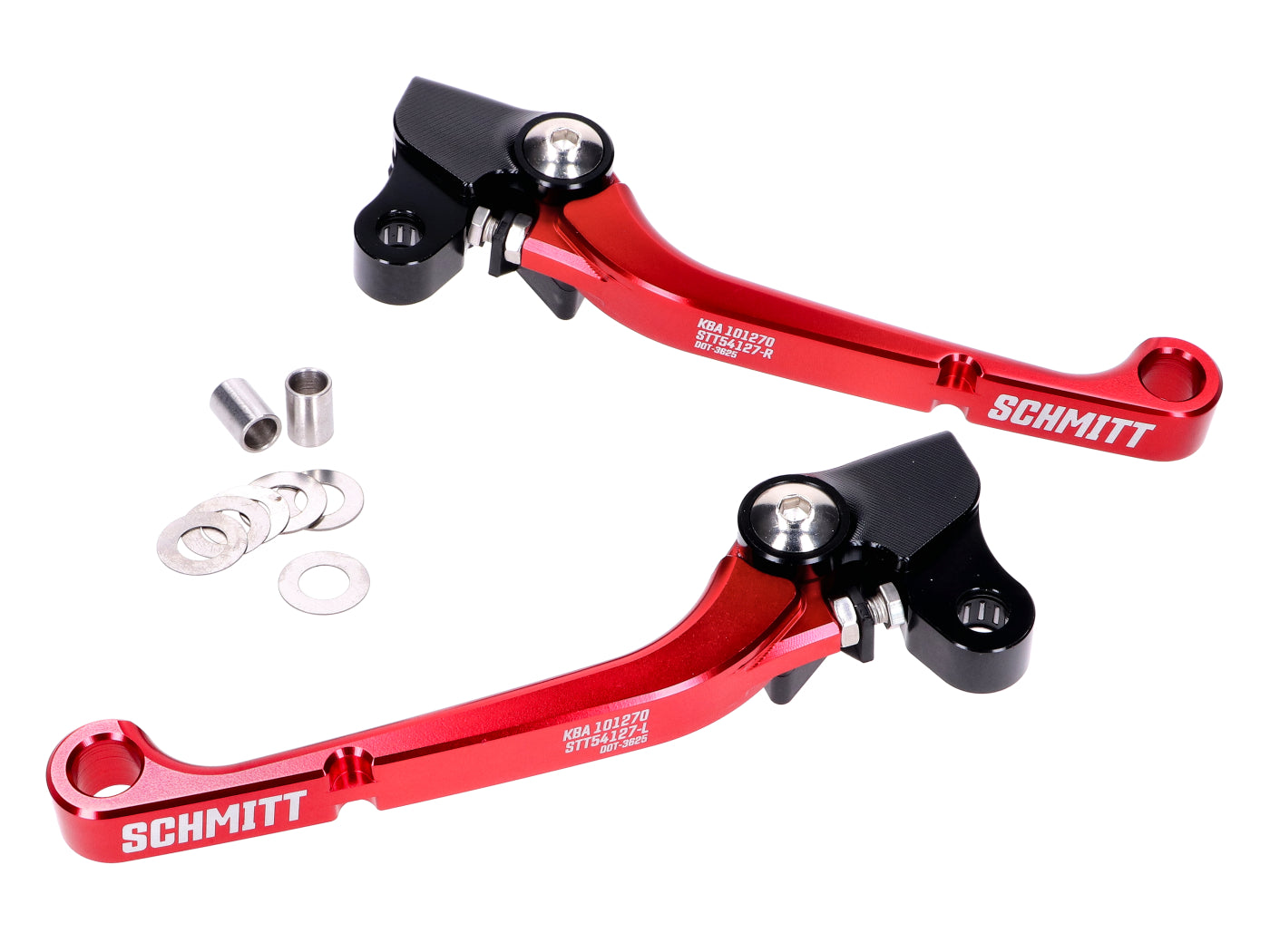 Set Manete de Frână și Ambreiaj Schmitt CNC Aluminiu Negru-Roșu pentru Simson S50, S51, S53, KR51/2, SR50, SR80