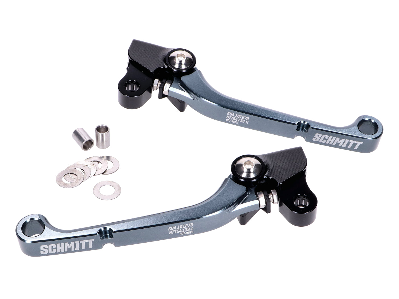 Set Manete de Frână și Ambreiaj Schmitt CNC din Aluminiu Negru-Gri pentru Simson S50, S51, S53, KR51/2, SR50, SR80