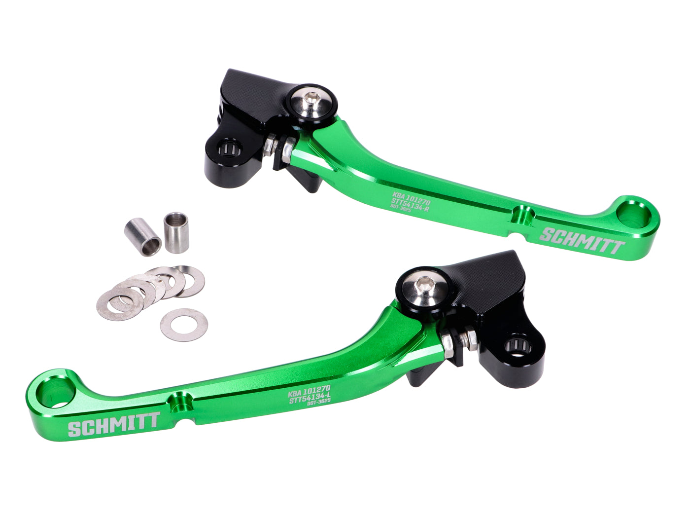 Set Manete de Frână și Ambreiaj Schmitt CNC Aluminiu Negru-Verde pentru Simson S50, S51, S53, KR51/2, SR50, SR80