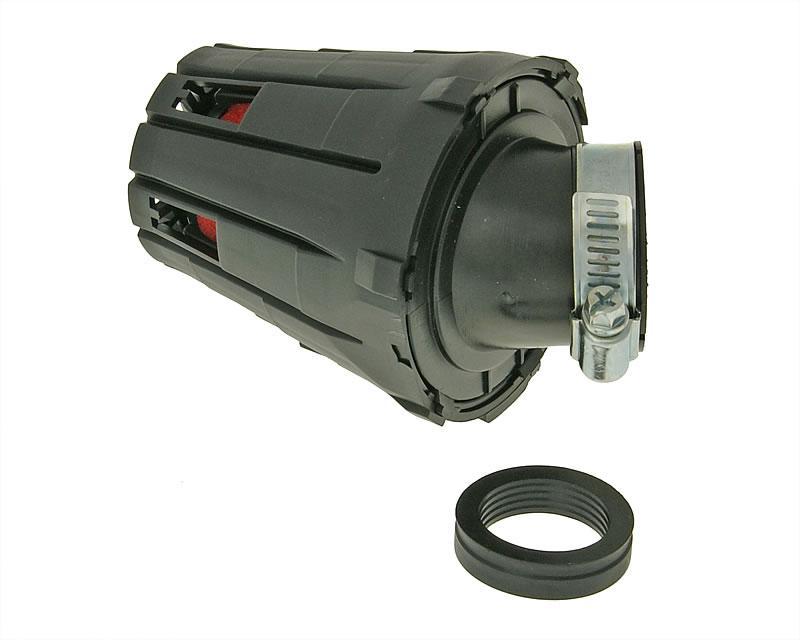 Filtru de aer tuning 101 Octane 28-35mm 45° cu carcasă neagră și filtru roșu universal