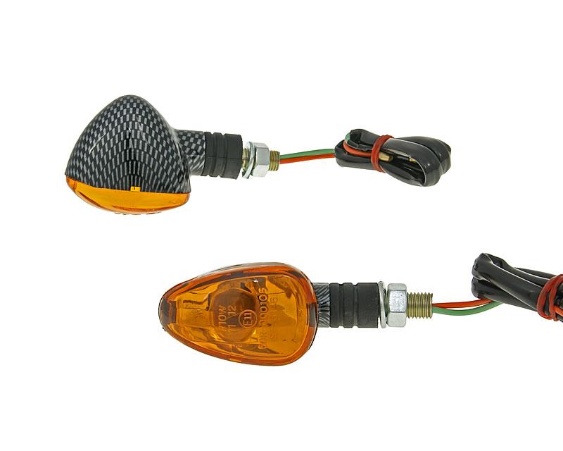 Set Semnalizări Vparts M10 aspect carbon Doozy portocaliu, versiune scurtă, universal