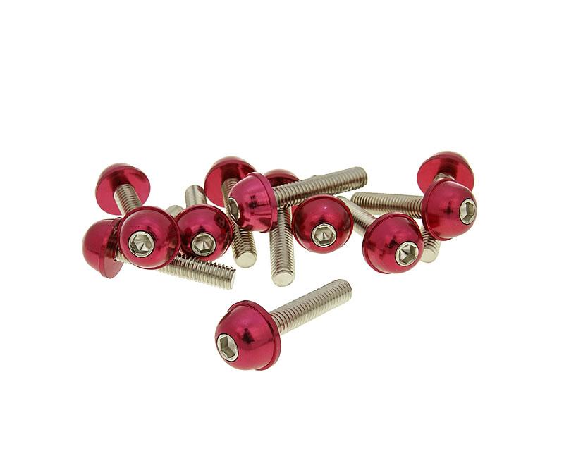 Set șuruburi Vparts cap hexagonal aluminiu anodizat roșu 12 bucăți M6x30 universal