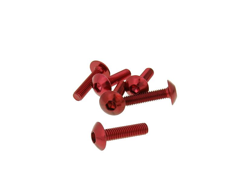 Set 6 Șuruburi Carenaj Vparts Cap Hexagonal Aluminiu Anodizat Roșu M5x20 universal