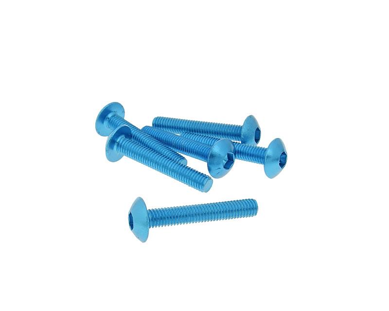 Set 6 Șuruburi Carenaj Vparts cap hexagonal aluminiu anodizat albastru M5x30 universal